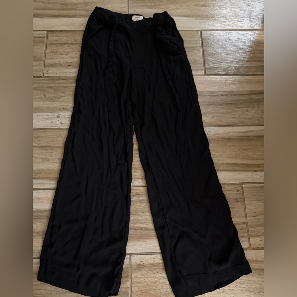 Wilfred Black Wide Leg Pants with Tie Waist